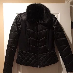 White House Black Market Faux Fur Puffer Jacket